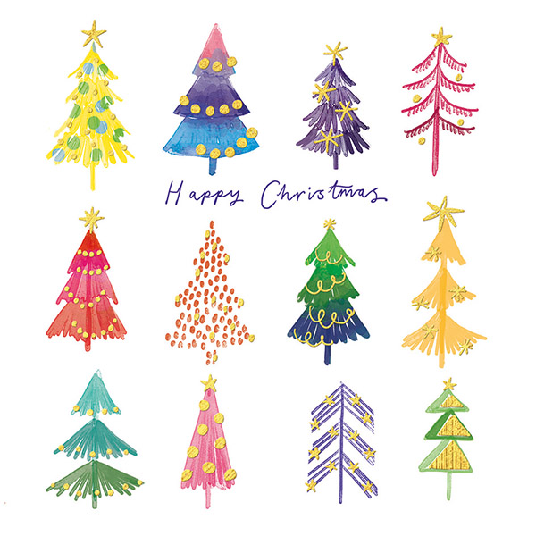 13) Merry Christmas Trees & Rainbow Trees Christmas Cards (Pack of 10) - Image 2