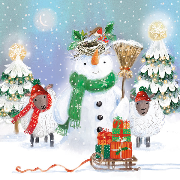 7) Snowman's Woolly Helpers Christmas Cards (Pack of 10)