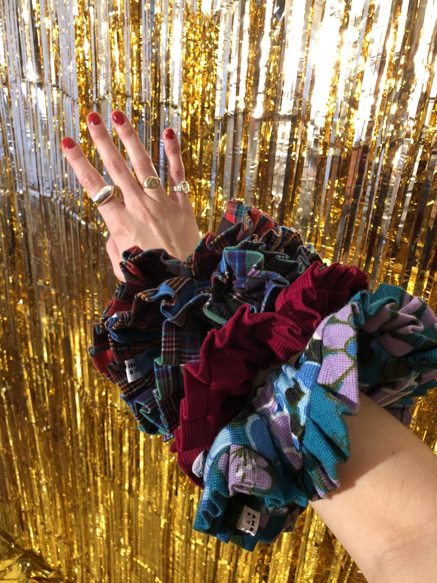 Scrunchies made from Blue Material (mentioned in post)