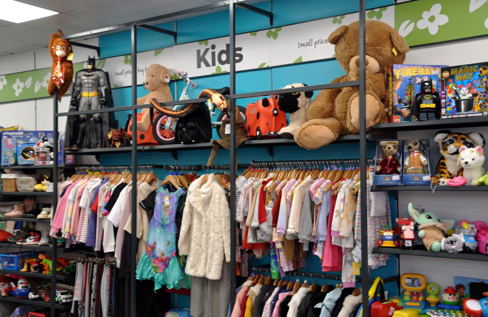 A dedicated kids section filled with toys, books and clothes at St Oswald's Hospice's new Gateshead shop. Photo by Victoria Najafi